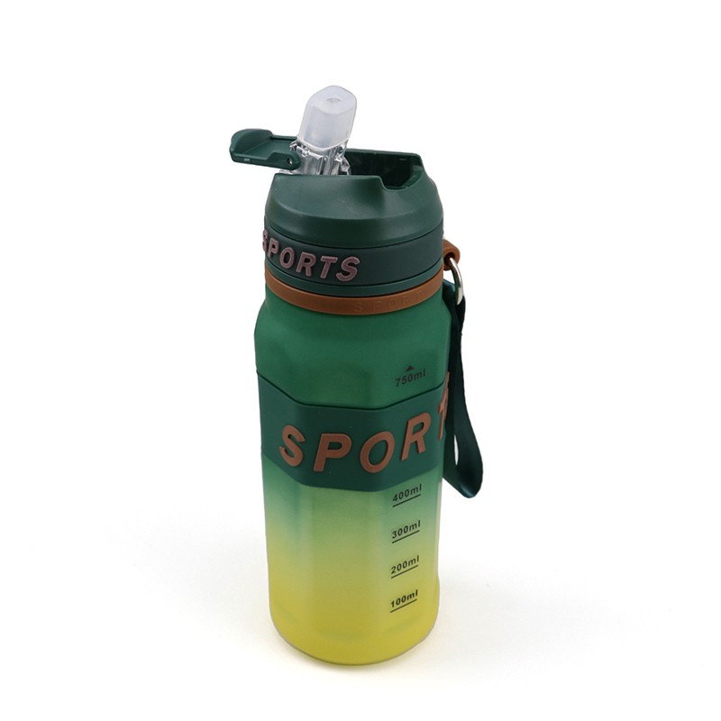 İdman su qabı plastik, Yaşıl rəng, 750 ml